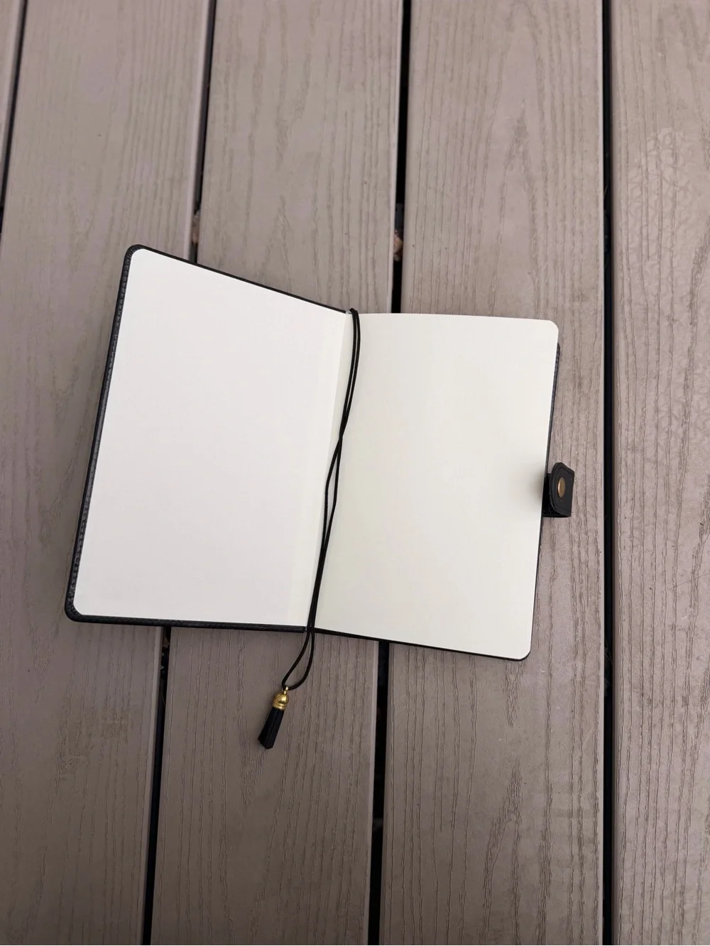 Black Faux Leather Journal Notebook - Snap Closure & Tassel